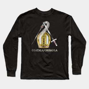 Orisha Obatala Papal Hat Silver Sword and Whisk Long Sleeve T-Shirt